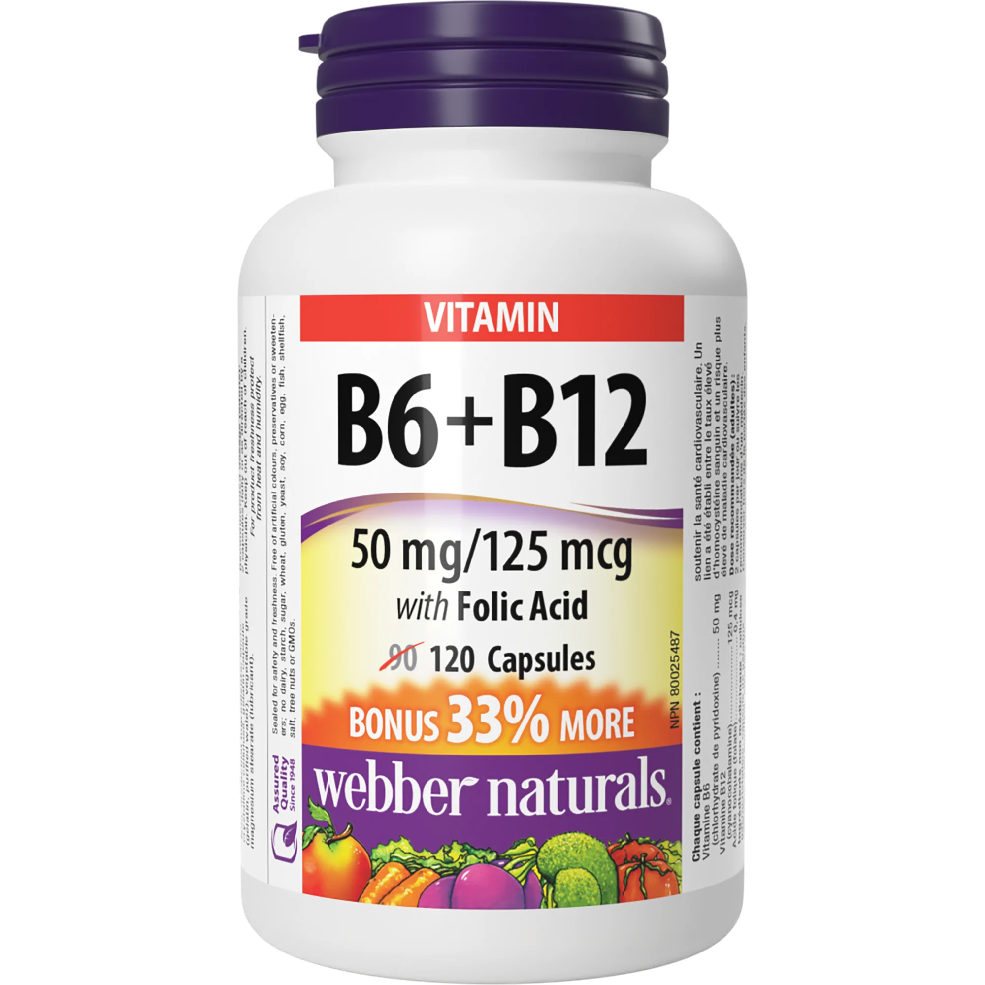 Vitamin B6+B12 with Folic Acid 50 mg/125 mcg