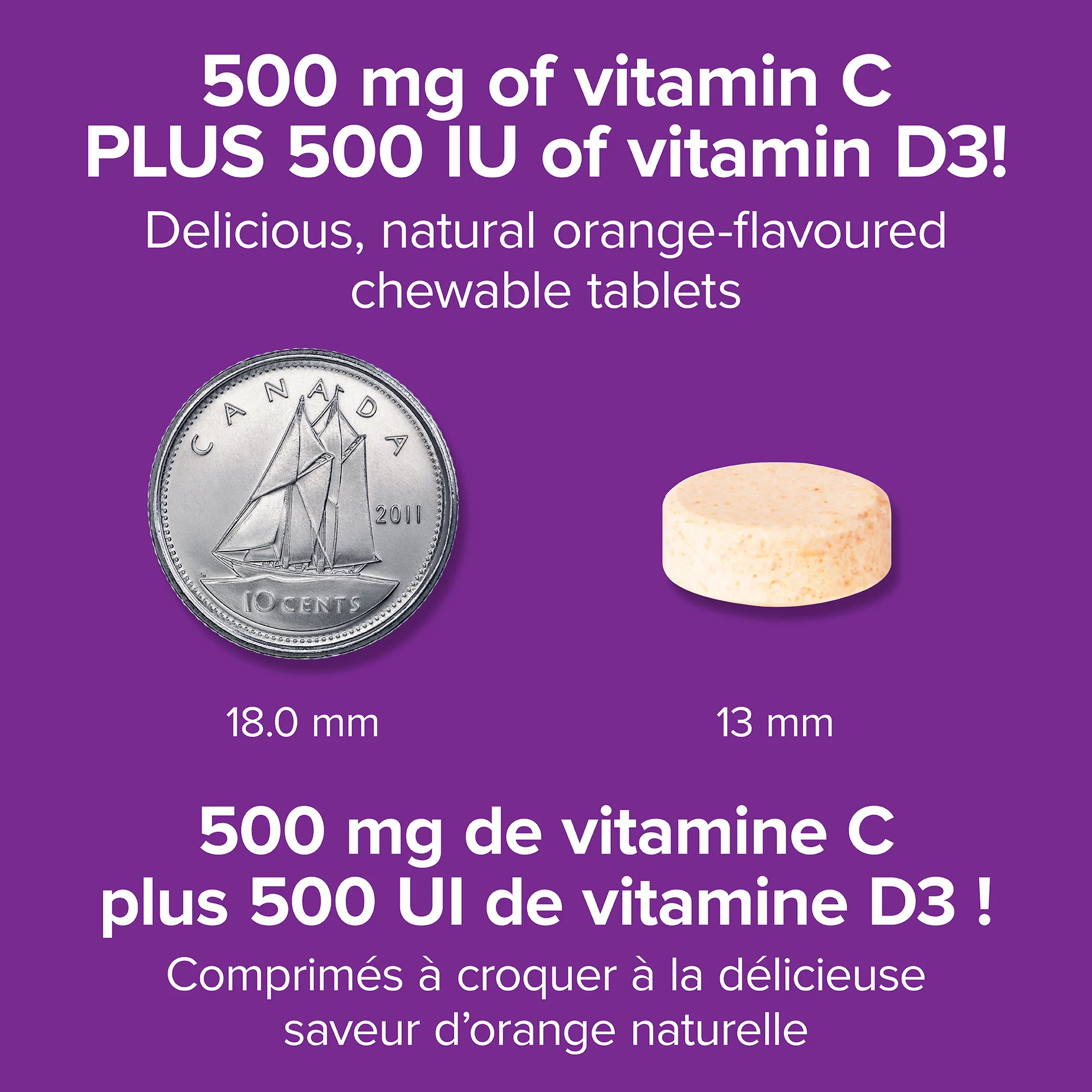 Vitamin C+D3 500 mg/500 IU Chewable Tablets - Image 2