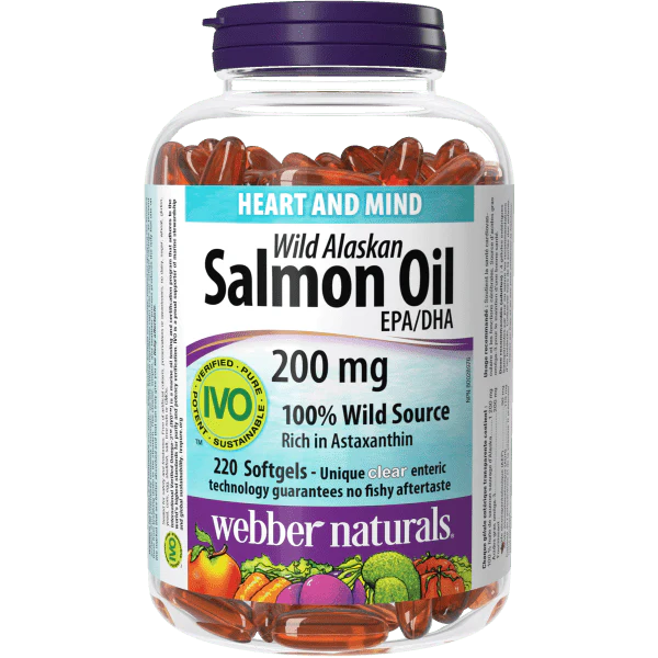 Wild Alaskan Salmon Oil 200 mg EPA/DHA No Fishy Aftertaste